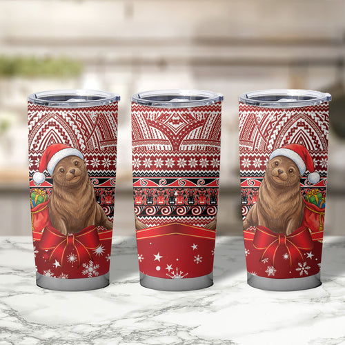 New Zealand Kekeno Seal Christmas Tumbler Cup Maori Inspired Knitted Patterns