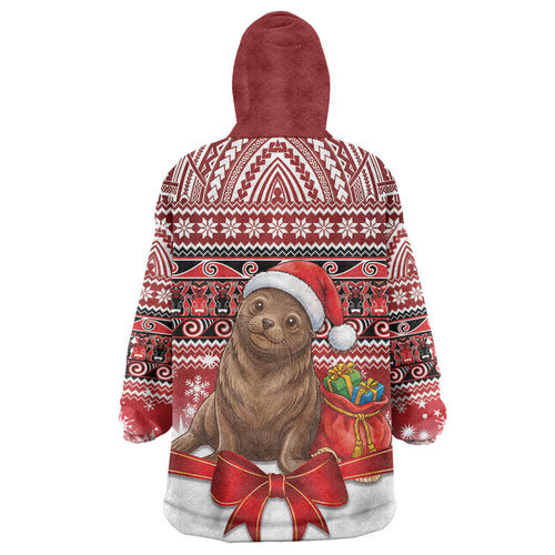 New Zealand Kekeno Seal Christmas Wearable Blanket Hoodie Maori Inspired Knitted Patterns