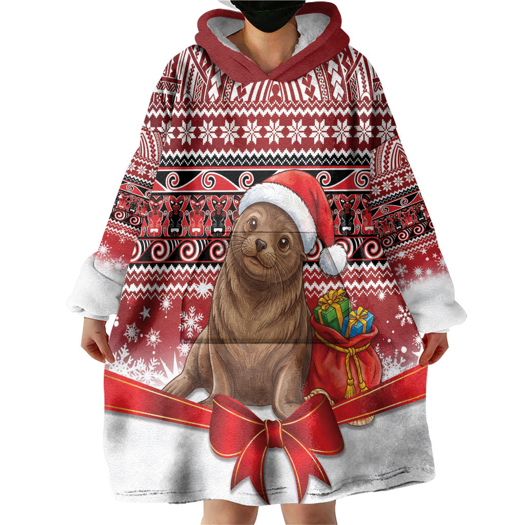 New Zealand Kekeno Seal Christmas Wearable Blanket Hoodie Maori Inspired Knitted Patterns