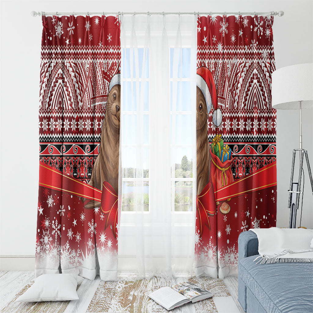 New Zealand Kekeno Seal Christmas Window Curtain Maori Inspired Knitted Patterns