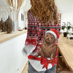 New Zealand Kekeno Seal Christmas Women Casual Shirt Maori Inspired Knitted Patterns