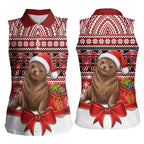 New Zealand Kekeno Seal Christmas Women Sleeveless Polo Shirt Maori Inspired Knitted Patterns