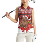 New Zealand Kekeno Seal Christmas Women Sleeveless Polo Shirt Maori Inspired Knitted Patterns