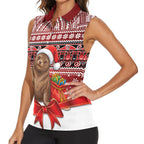 New Zealand Kekeno Seal Christmas Women Sleeveless Polo Shirt Maori Inspired Knitted Patterns