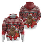 New Zealand Kekeno Seal Christmas Zip Hoodie Maori Inspired Knitted Patterns