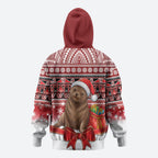 New Zealand Kekeno Seal Christmas Zip Hoodie Maori Inspired Knitted Patterns