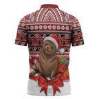 New Zealand Kekeno Seal Christmas Zipper Polo Shirt Maori Inspired Knitted Patterns