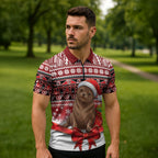 New Zealand Kekeno Seal Christmas Zipper Polo Shirt Maori Inspired Knitted Patterns