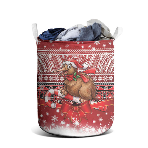 New Zealand Kiwi Bird Christmas Laundry Basket Maori Inspired Knitted Patterns