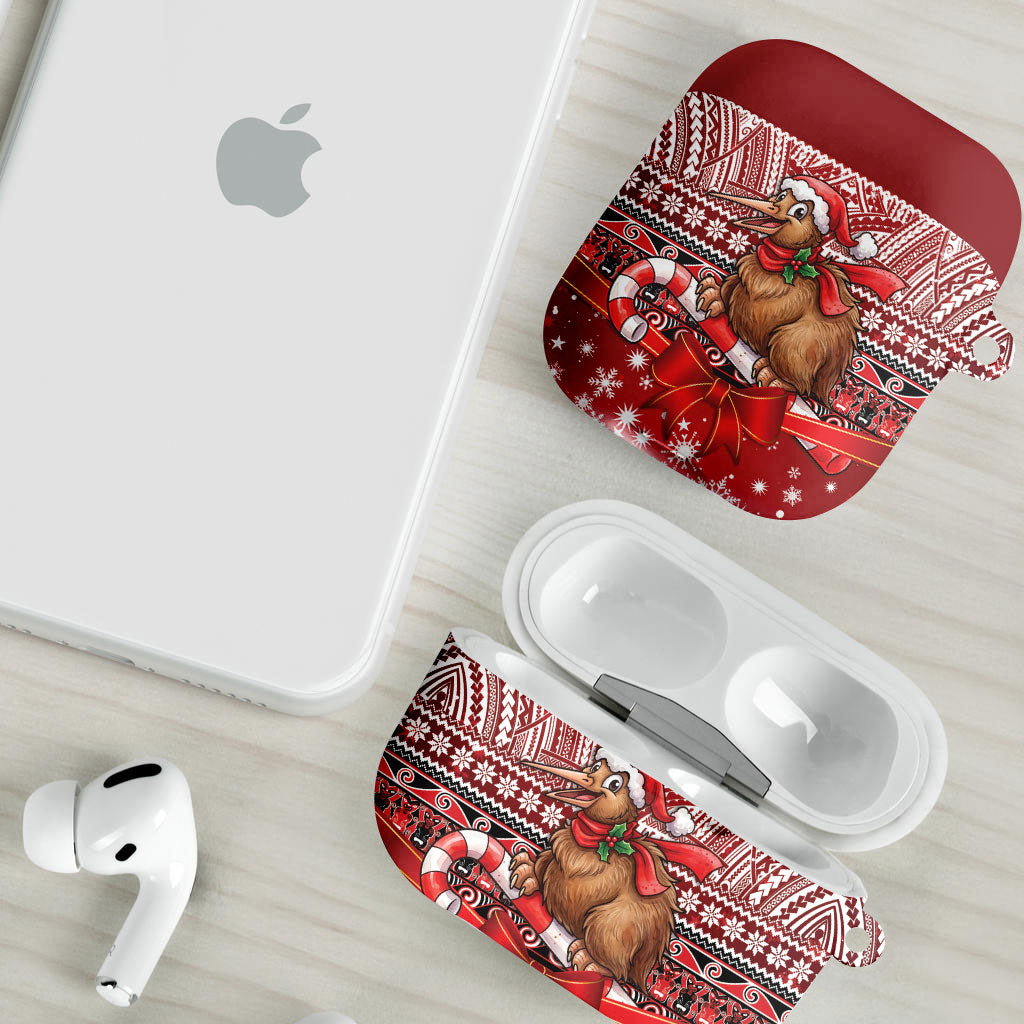 New Zealand Kiwi Bird Christmas AirPods Case Maori Inspired Knitted Patterns