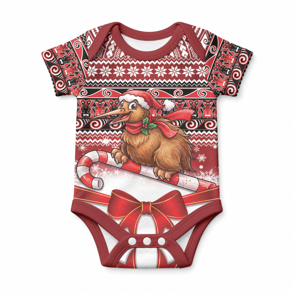 New Zealand Kiwi Bird Christmas Baby Onesie Maori Inspired Knitted Patterns