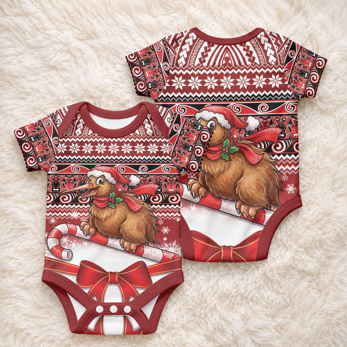 New Zealand Kiwi Bird Christmas Baby Onesie Maori Inspired Knitted Patterns