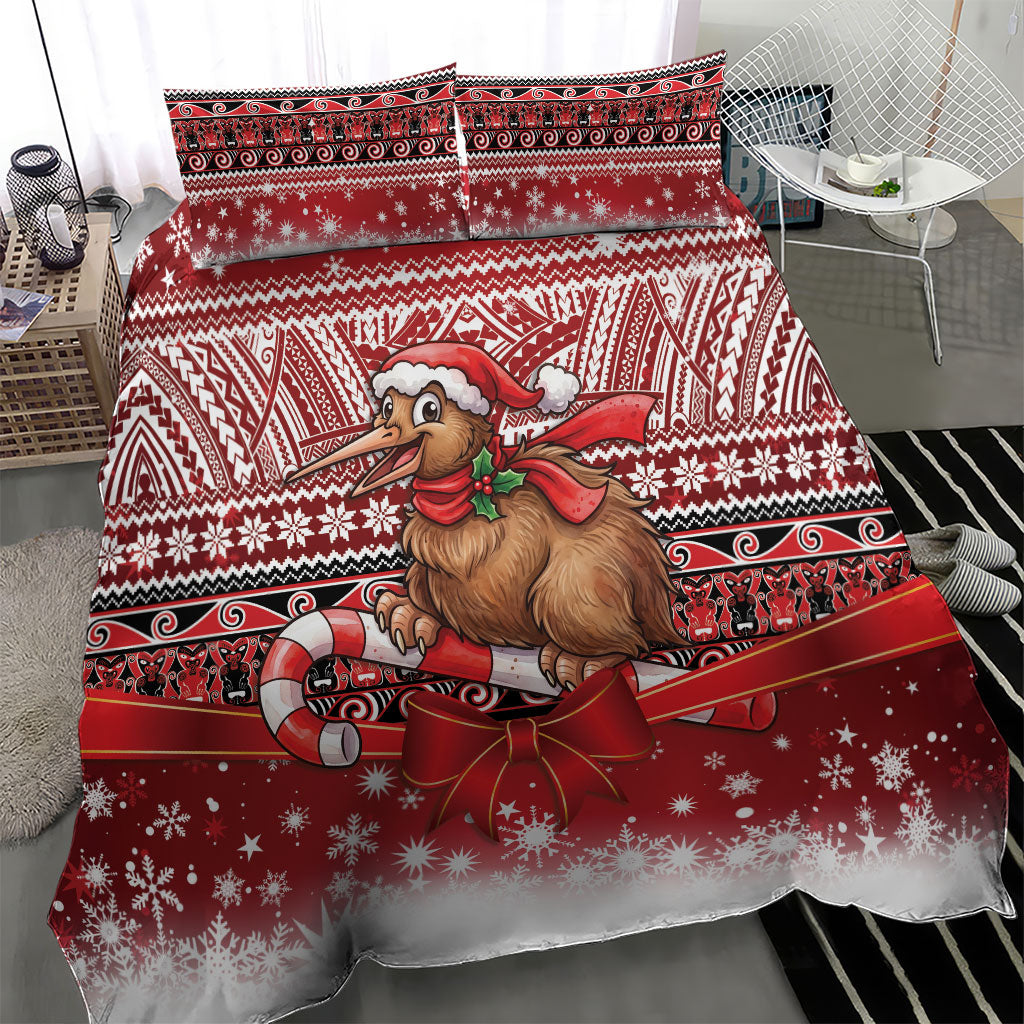 New Zealand Kiwi Bird Christmas Bedding Set Maori Inspired Knitted Patterns