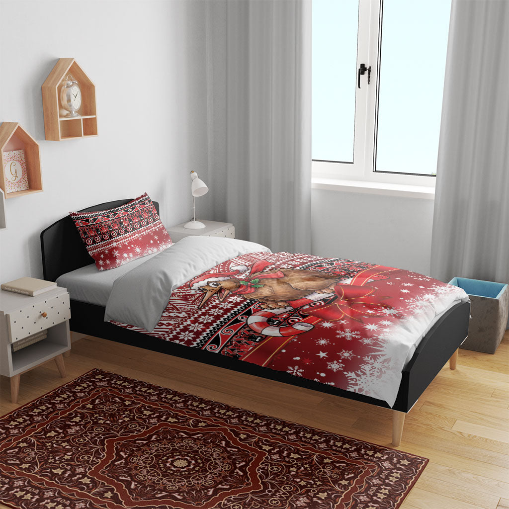 New Zealand Kiwi Bird Christmas Bedding Set Maori Inspired Knitted Patterns