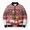 New Zealand Kiwi Bird Christmas Bomber Puffer Jacket Maori Inspired Knitted Patterns