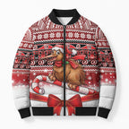 New Zealand Kiwi Bird Christmas Bomber Puffer Jacket Maori Inspired Knitted Patterns