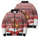 New Zealand Kiwi Bird Christmas Bomber Puffer Jacket Maori Inspired Knitted Patterns