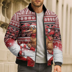 New Zealand Kiwi Bird Christmas Bomber Puffer Jacket Maori Inspired Knitted Patterns