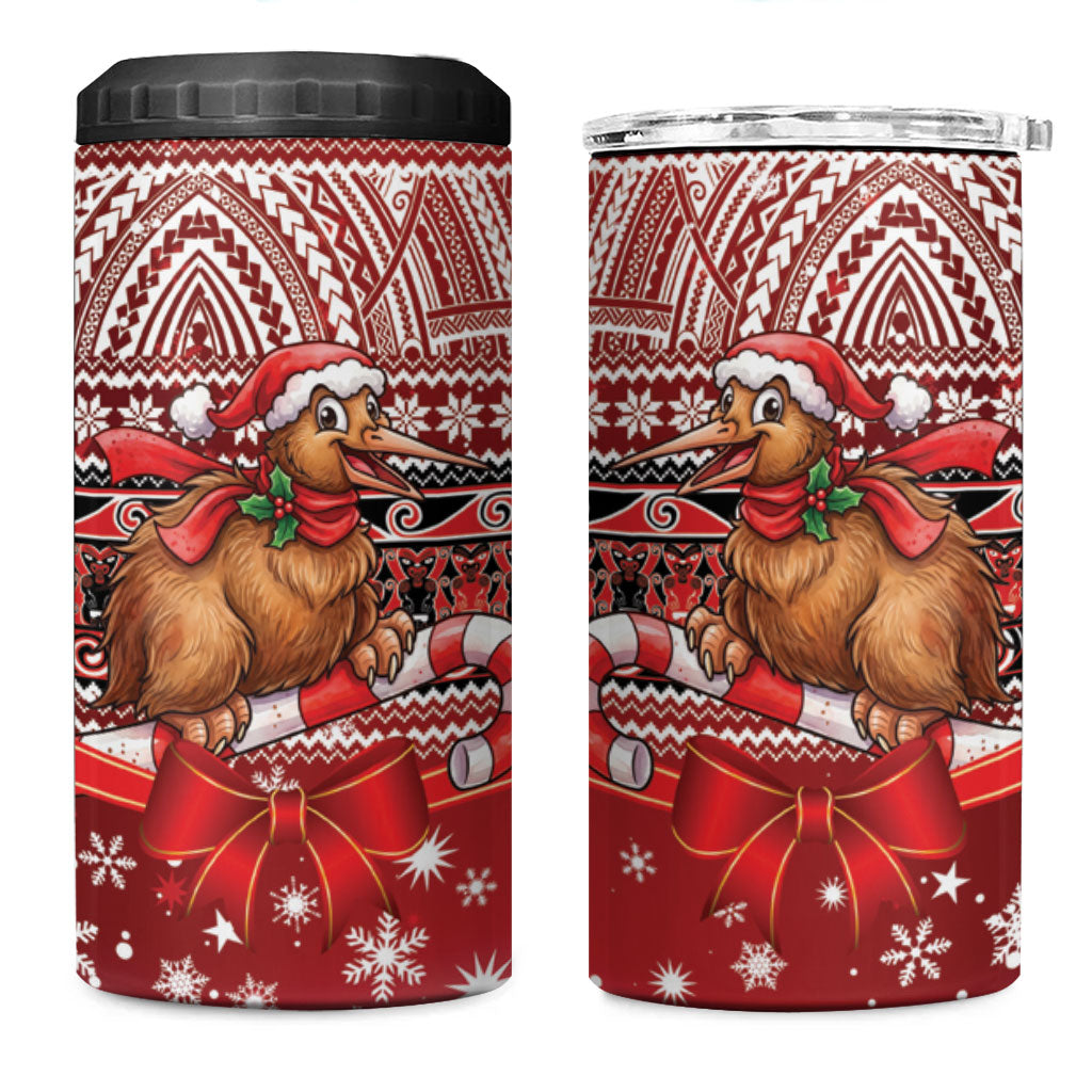 New Zealand Kiwi Bird Christmas 4 in 1 Can Cooler Tumbler Maori Inspired Knitted Patterns