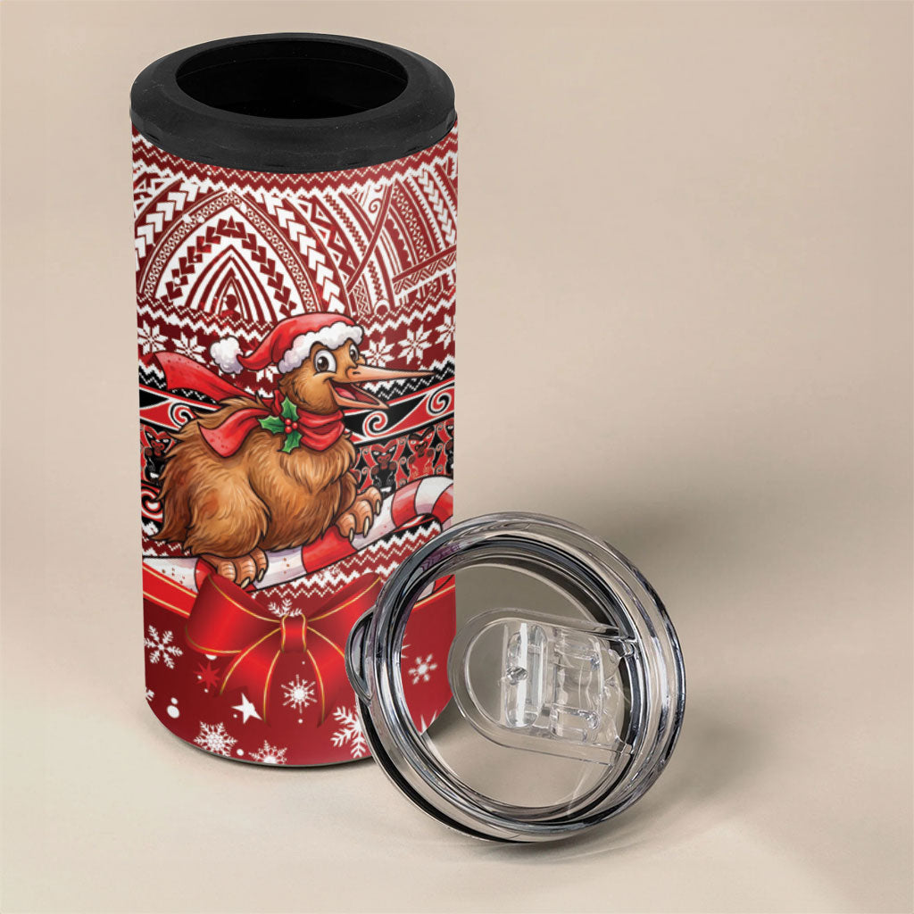 New Zealand Kiwi Bird Christmas 4 in 1 Can Cooler Tumbler Maori Inspired Knitted Patterns