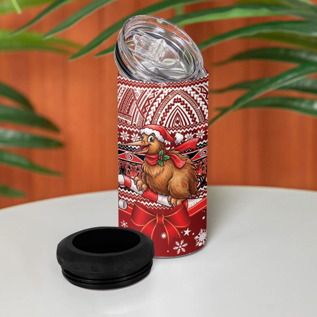 New Zealand Kiwi Bird Christmas 4 in 1 Can Cooler Tumbler Maori Inspired Knitted Patterns