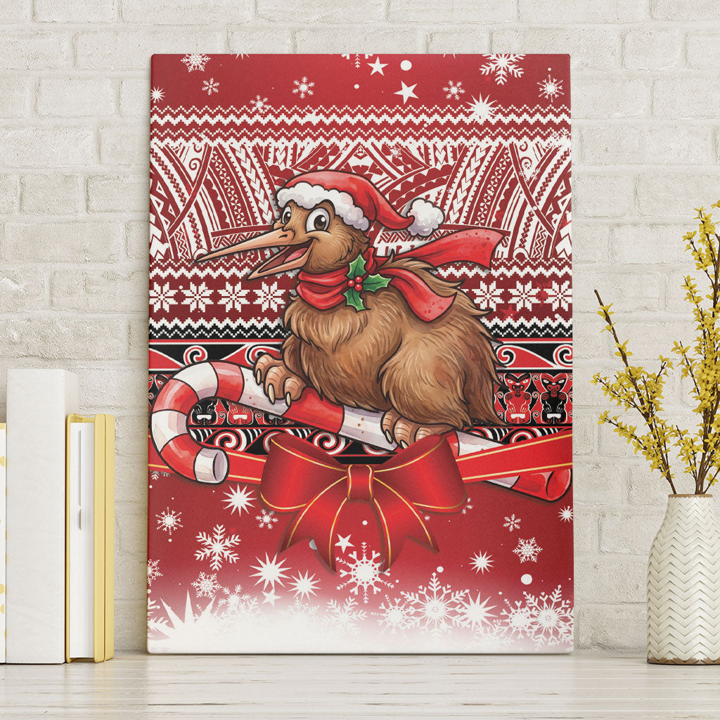 New Zealand Kiwi Bird Christmas Canvas Wall Art Maori Inspired Knitted Patterns