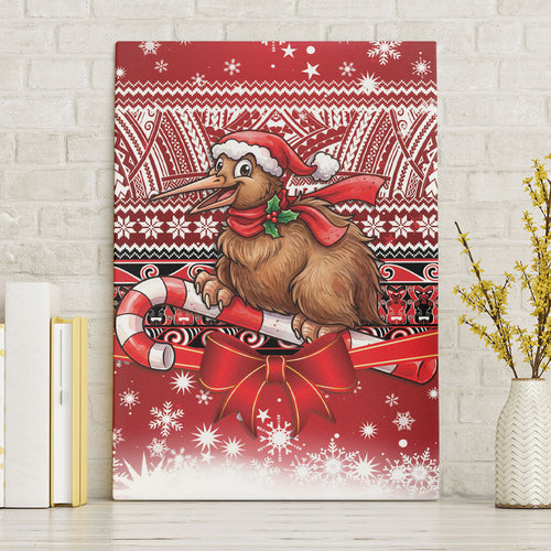 New Zealand Kiwi Bird Christmas Canvas Wall Art Maori Inspired Knitted Patterns