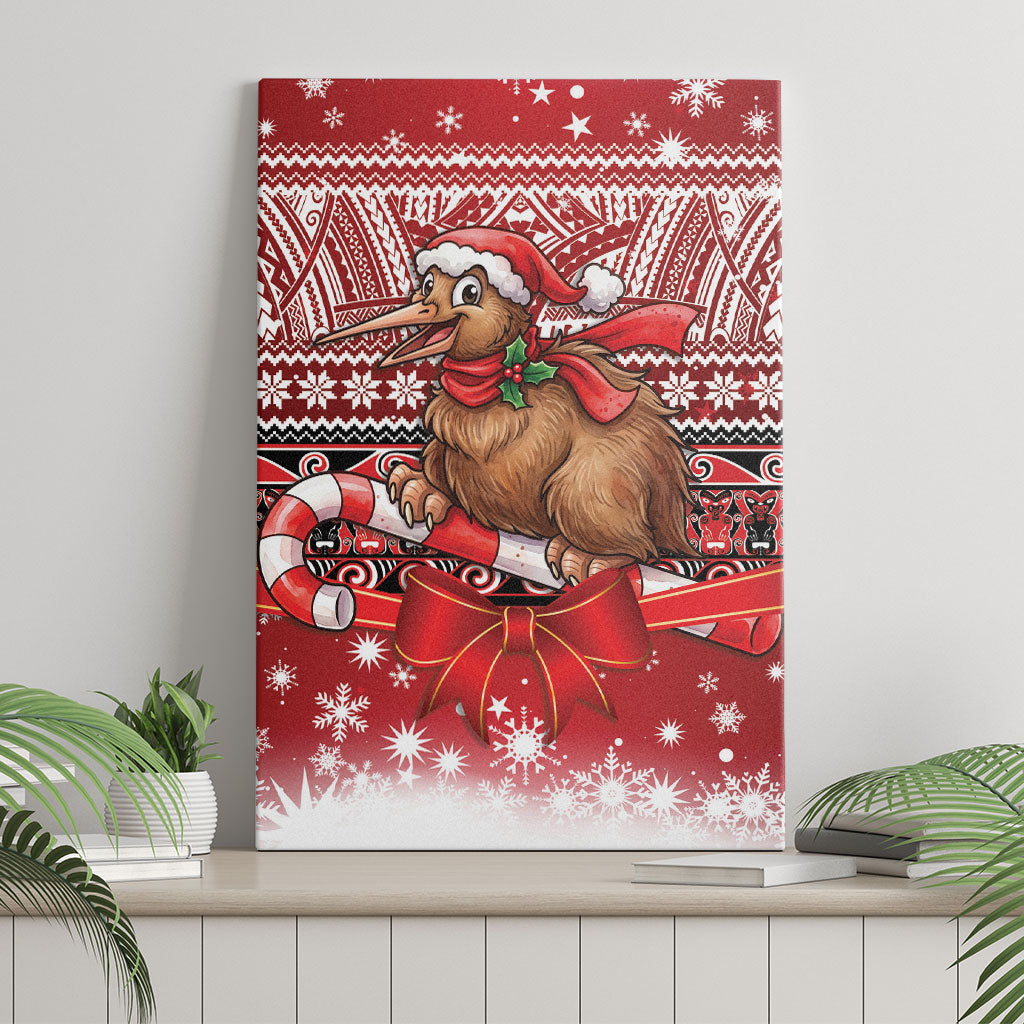 New Zealand Kiwi Bird Christmas Canvas Wall Art Maori Inspired Knitted Patterns