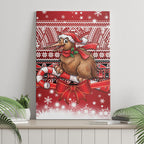 New Zealand Kiwi Bird Christmas Canvas Wall Art Maori Inspired Knitted Patterns