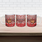 New Zealand Kiwi Bird Christmas Ceramic Mug Maori Inspired Knitted Patterns