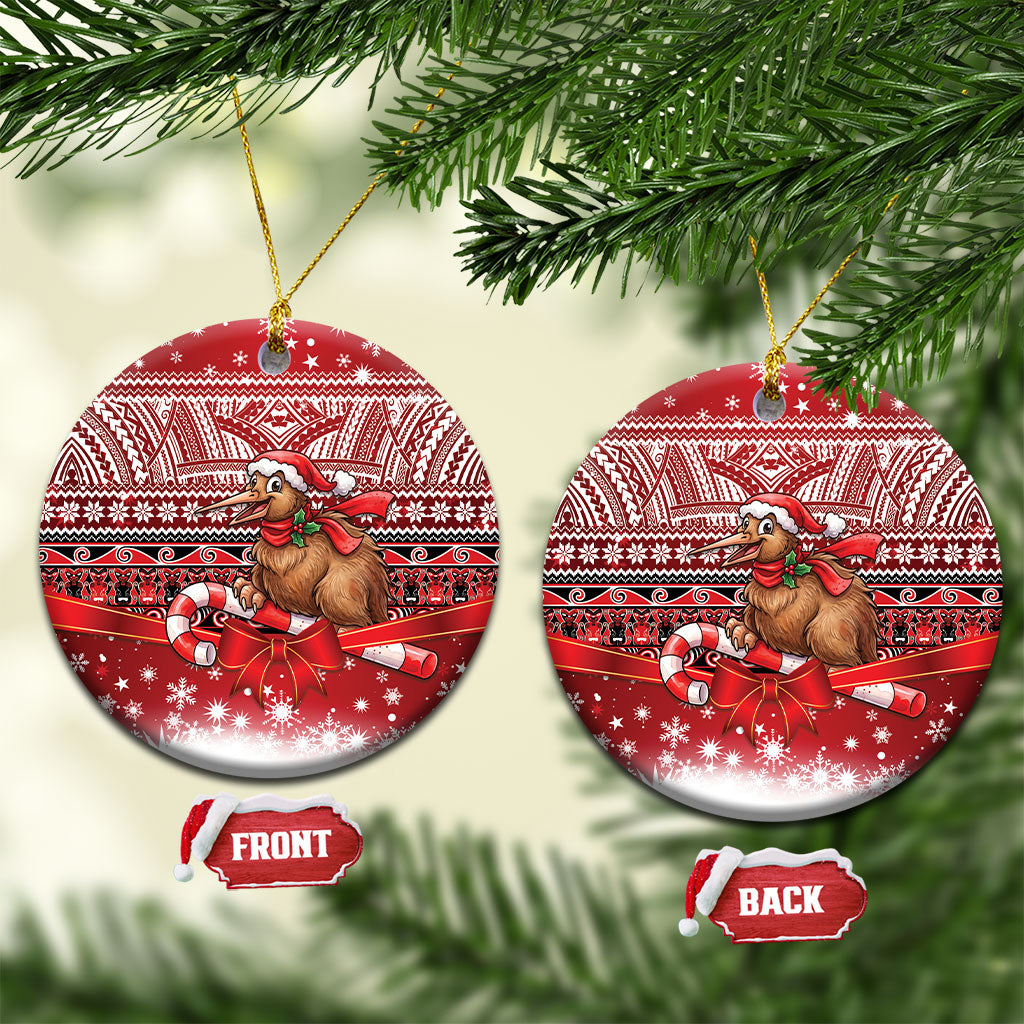 New Zealand Kiwi Bird Christmas Ceramic Ornament Maori Inspired Knitted Patterns