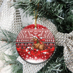 New Zealand Kiwi Bird Christmas Ceramic Ornament Maori Inspired Knitted Patterns