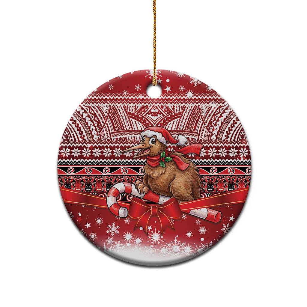 New Zealand Kiwi Bird Christmas Ceramic Ornament Maori Inspired Knitted Patterns