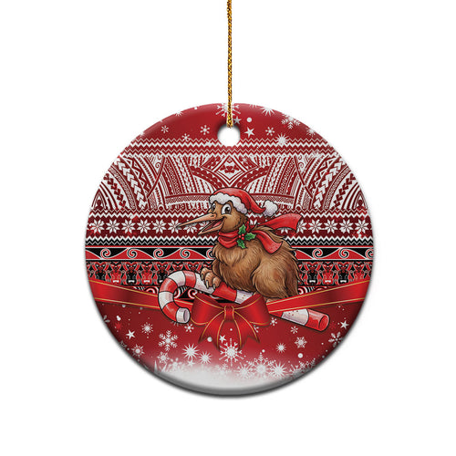 New Zealand Kiwi Bird Christmas Ceramic Ornament Maori Inspired Knitted Patterns