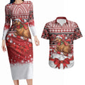 New Zealand Kiwi Bird Christmas Couples Matching Long Sleeve Bodycon Dress and Hawaiian Shirt Maori Inspired Knitted Patterns