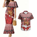 New Zealand Kiwi Bird Christmas Couples Matching Mermaid Dress and Hawaiian Shirt Maori Inspired Knitted Patterns