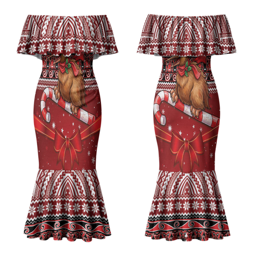 New Zealand Kiwi Bird Christmas Couples Matching Mermaid Dress and Hawaiian Shirt Maori Inspired Knitted Patterns
