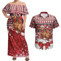 New Zealand Kiwi Bird Christmas Couples Matching Off Shoulder Maxi Dress and Hawaiian Shirt Maori Inspired Knitted Patterns