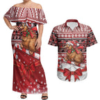 New Zealand Kiwi Bird Christmas Couples Matching Off Shoulder Maxi Dress and Hawaiian Shirt Maori Inspired Knitted Patterns
