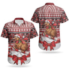 New Zealand Kiwi Bird Christmas Couples Matching Off Shoulder Maxi Dress and Hawaiian Shirt Maori Inspired Knitted Patterns