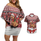 New Zealand Kiwi Bird Christmas Couples Matching Off Shoulder Short Dress and Hawaiian Shirt Maori Inspired Knitted Patterns