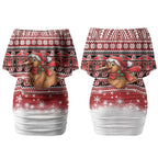 New Zealand Kiwi Bird Christmas Couples Matching Off Shoulder Short Dress and Hawaiian Shirt Maori Inspired Knitted Patterns
