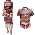 New Zealand Kiwi Bird Christmas Couples Matching Puletasi and Hawaiian Shirt Maori Inspired Knitted Patterns