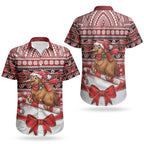 New Zealand Kiwi Bird Christmas Couples Matching Short Sleeve Bodycon Dress and Hawaiian Shirt Maori Inspired Knitted Patterns