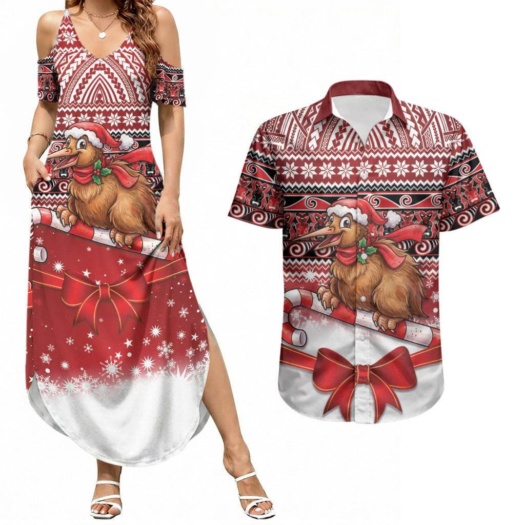 New Zealand Kiwi Bird Christmas Couples Matching Summer Maxi Dress and Hawaiian Shirt Maori Inspired Knitted Patterns