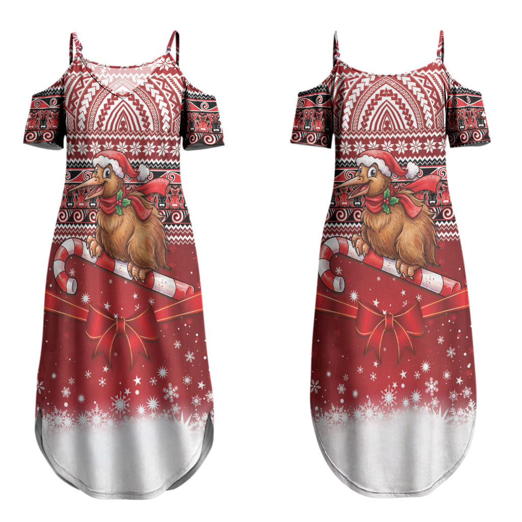 New Zealand Kiwi Bird Christmas Couples Matching Summer Maxi Dress and Long Sleeve Button Shirt Maori Inspired Knitted Patterns