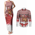New Zealand Kiwi Bird Christmas Couples Matching Tank Maxi Dress and Long Sleeve Button Shirt Maori Inspired Knitted Patterns