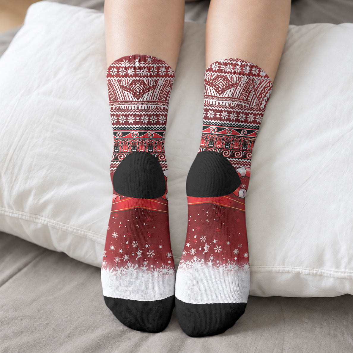 New Zealand Kiwi Bird Christmas Crew Socks Maori Inspired Knitted Patterns