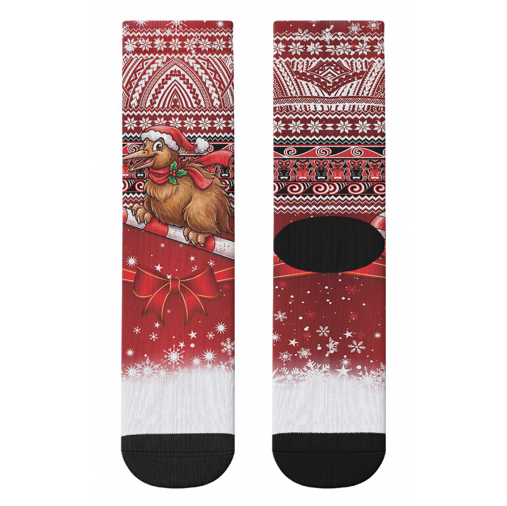 New Zealand Kiwi Bird Christmas Crew Socks Maori Inspired Knitted Patterns