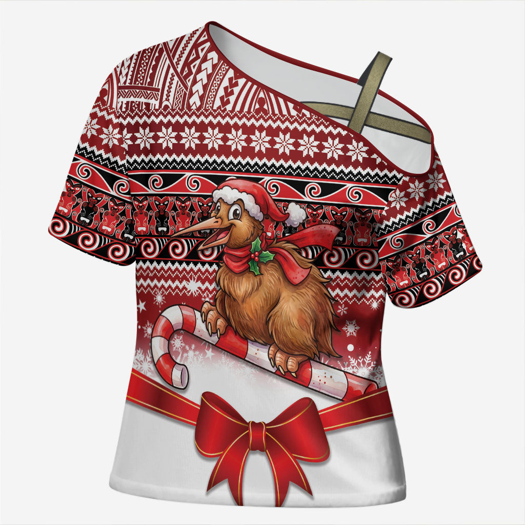 New Zealand Kiwi Bird Christmas Cross Shoulder Shirt Maori Inspired Knitted Patterns